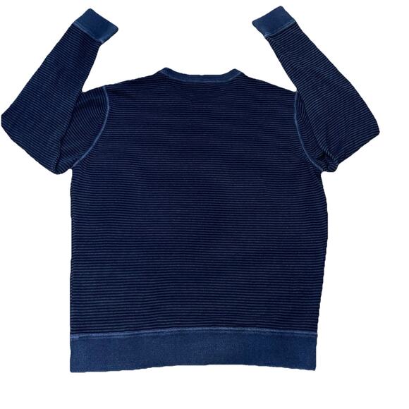 J. McLaughlin Crewneck Sweater Men’s Blue Striped Lightweight Cotton Pullover M - Picture 2 of 7